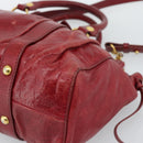 Miu Miu Hand Bag Leather 2way Red Gold Auth 186437SAM-10