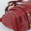 Miu Miu Hand Bag Leather 2way Red Gold Auth 186437SAM-15