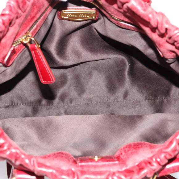 Miu Miu Hand Bag Leather 2way Red Gold Auth 186437SAM