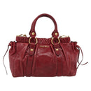 Miu Miu Hand Bag Leather 2way Red Gold Auth 186437SAM-13