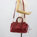 Miu Miu Hand Bag Leather 2way Red Gold Auth 186437SAM-23