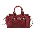 Miu Miu Hand Bag Leather 2way Red Gold Auth 186437SAM-2