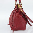 Miu Miu Hand Bag Leather 2way Red Gold Auth 186437SAM-3