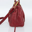 Miu Miu Hand Bag Leather 2way Red Gold Auth 186437SAM-4