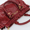 Miu Miu Hand Bag Leather 2way Red Gold Auth 186437SAM-6