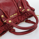 Miu Miu Hand Bag Leather 2way Red Gold Auth 186437SAM-7