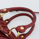 Miu Miu Hand Bag Leather 2way Red Gold Auth 186437SAM-8