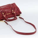 Miu Miu Hand Bag Leather 2way Red Gold Auth 186437SAM-9