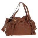 Miu Miu Tote Bag Leather Brown Gold Auth 186438V-1