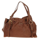 Miu Miu Tote Bag Leather Brown Gold Auth 186438V-13