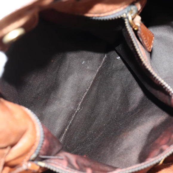 Miu Miu Tote Bag Leather Brown Gold Auth 186438V