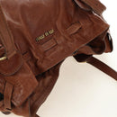 Miu Miu Tote Bag Leather Brown Gold Auth 186438V-6