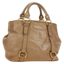 Miu Miu Hand Bag Leather Beige Gold Auth 186439V-1