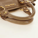 Miu Miu Hand Bag Leather Beige Gold Auth 186439V-10