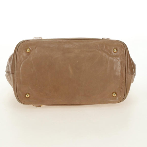 Miu Miu Hand Bag Leather Beige Gold Auth 186439V