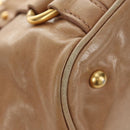 Miu Miu Hand Bag Leather Beige Gold Auth 186439V-13