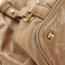 Miu Miu Hand Bag Leather Beige Gold Auth 186439V-15