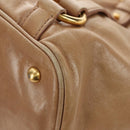 Miu Miu Hand Bag Leather Beige Gold Auth 186439V-16