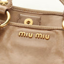 Miu Miu Hand Bag Leather Beige Gold Auth 186439V-17