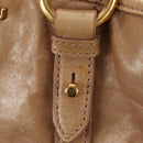 Miu Miu Hand Bag Leather Beige Gold Auth 186439V-18