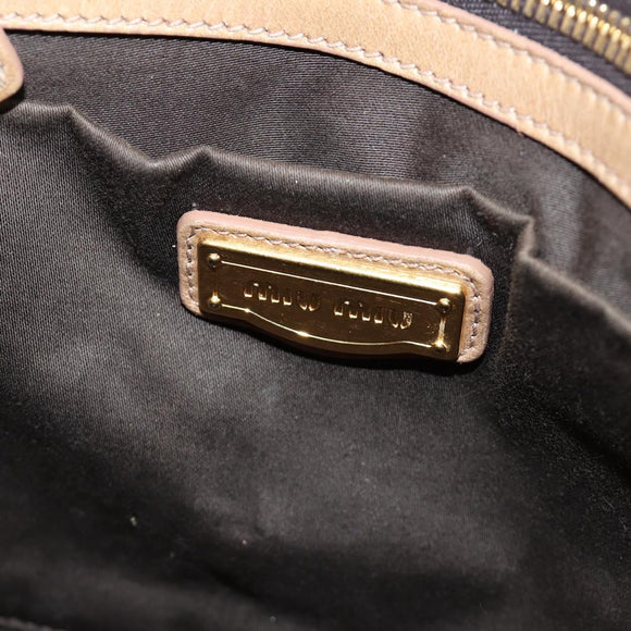 Miu Miu Hand Bag Leather Beige Gold Auth 186439V