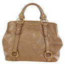 Miu Miu Hand Bag Leather Beige Gold Auth 186439V-2