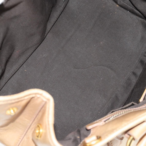 Miu Miu Hand Bag Leather Beige Gold Auth 186439V