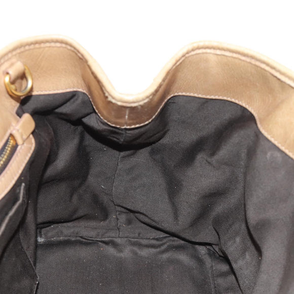 Miu Miu Hand Bag Leather Beige Gold Auth 186439V