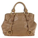 Miu Miu Hand Bag Leather Beige Gold Auth 186439V-3