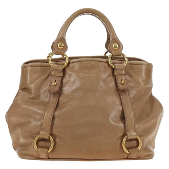 Miu Miu Hand Bag Leather Beige Gold Auth 186439V