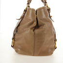 Miu Miu Hand Bag Leather Beige Gold Auth 186439V-6