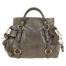 Miu Miu Hand Bag Leather 2way Gray Gold Auth 186440SAM-2