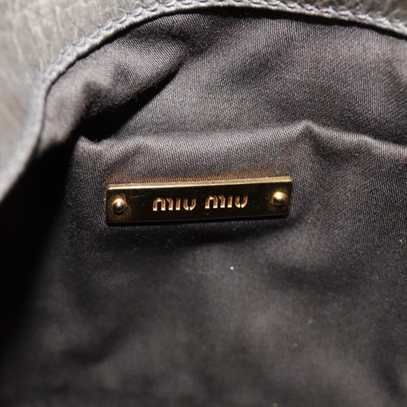 Miu Miu Hand Bag Leather 2way Gray Gold Auth 186440SAM