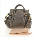 Miu Miu Hand Bag Leather 2way Gray Gold Auth 186440SAM-27