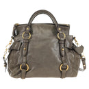 Miu Miu Hand Bag Leather 2way Gray Gold Auth 186440SAM-3