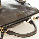Miu Miu Hand Bag Leather 2way Gray Gold Auth 186440SAM-6