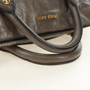 Miu Miu Hand Bag Leather 2way Gray Gold Auth 186440SAM-7