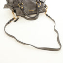 Miu Miu Hand Bag Leather 2way Gray Gold Auth 186440SAM-9