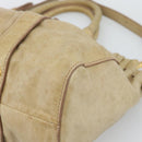Miu Miu Hand Bag Leather 2way Beige Gold Auth 186441V-15