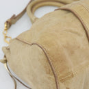 Miu Miu Hand Bag Leather 2way Beige Gold Auth 186441V-10