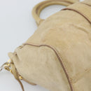 Miu Miu Hand Bag Leather 2way Beige Gold Auth 186441V-17