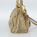 Miu Miu Hand Bag Leather 2way Beige Gold Auth 186441V-3