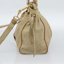 Miu Miu Hand Bag Leather 2way Beige Gold Auth 186441V-4