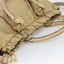 Miu Miu Hand Bag Leather 2way Beige Gold Auth 186441V-6