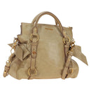 Miu Miu Hand Bag Leather 2way Beige Gold Auth 186442SAM-1