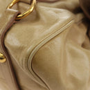 Miu Miu Hand Bag Leather 2way Beige Gold Auth 186442SAM-19