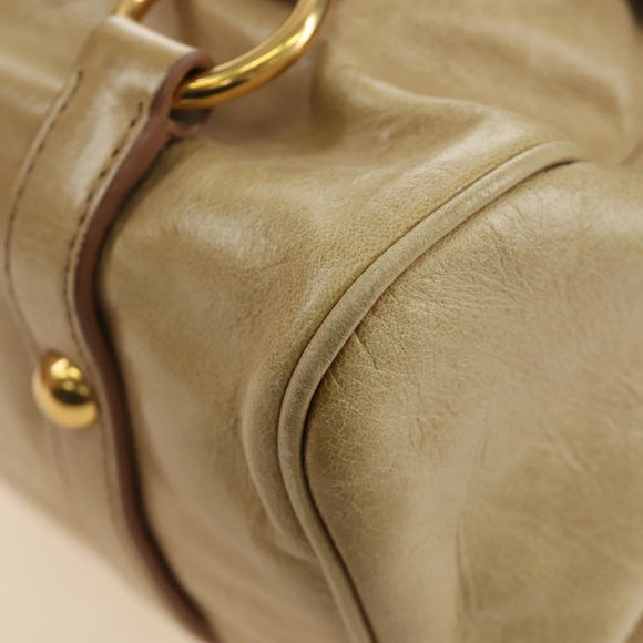 Miu Miu Hand Bag Leather 2way Beige Gold Auth 186442SAM