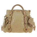 Miu Miu Hand Bag Leather 2way Beige Gold Auth 186442SAM-13