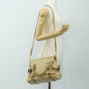 Miu Miu Hand Bag Leather 2way Beige Gold Auth 186442SAM-28