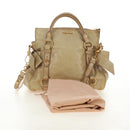 Miu Miu Hand Bag Leather 2way Beige Gold Auth 186442SAM-12